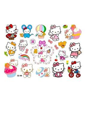Hello Kitty Tattoos Lot Temporary Waterproof 22pc Sanrio Emo Scene Fun tats Rave